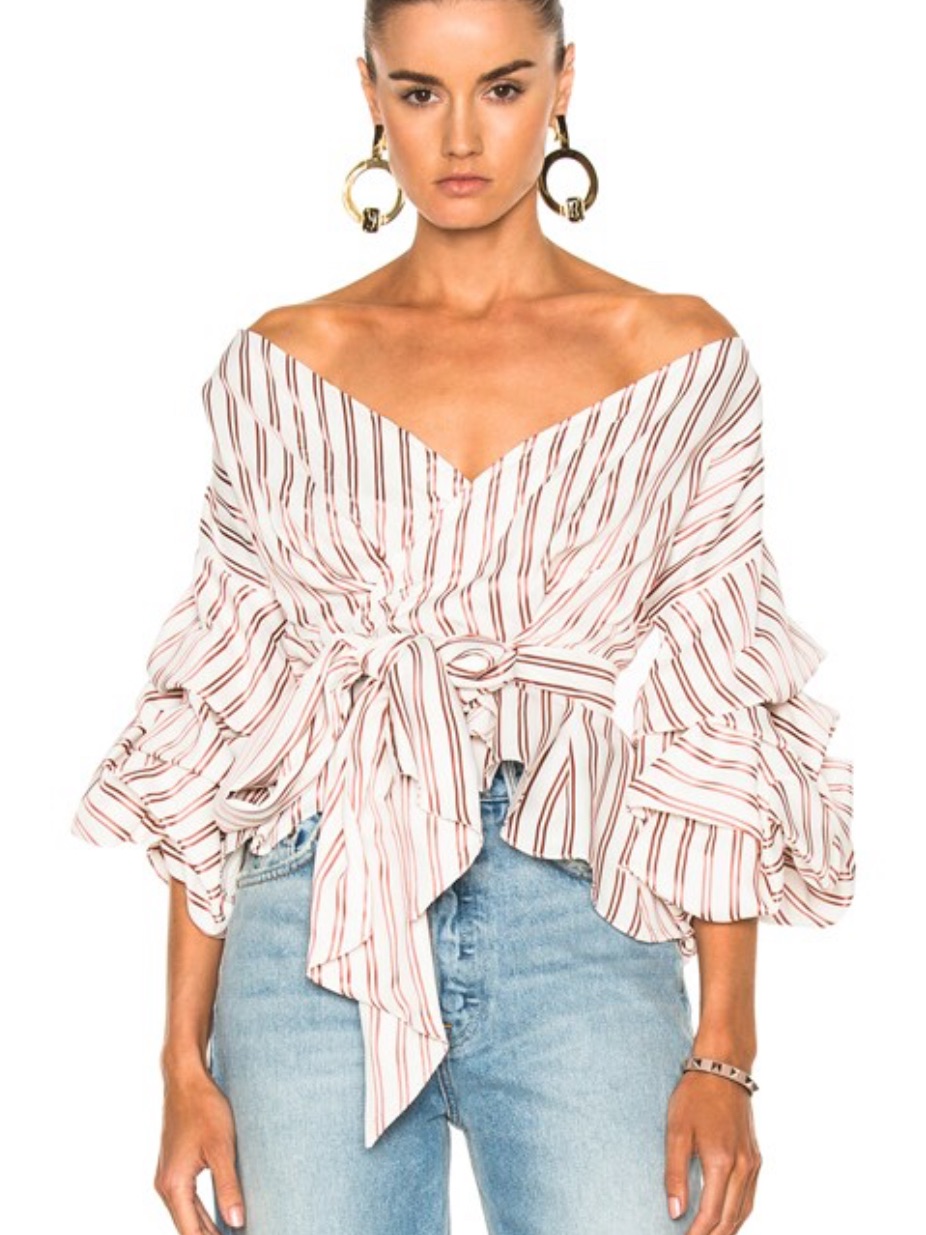 Women’s Alexis Striped Ruffle Armelle Top Blouse